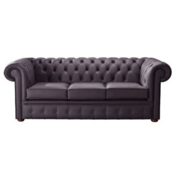 Chesterfield 3 Seater Shelly Amethyst Leather Sofa Bespoke In Classic Style - thumbnail 1
