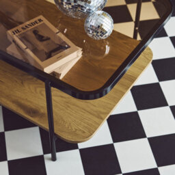 Sweeek - Vintage Coffee Table With Black Metal And Wood Effect Smooky Natural 120X64X45 Cm - thumbnail 4