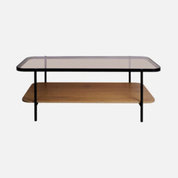 Sweeek - Vintage Coffee Table With Black Metal And Wood Effect Smooky Natural 120X64X45 Cm - thumbnail 5