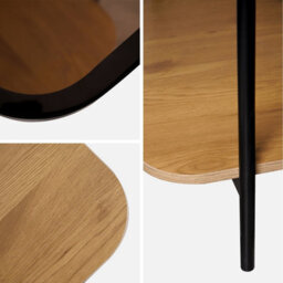 Sweeek - Vintage Coffee Table With Black Metal And Wood Effect Smooky Natural 120X64X45 Cm - thumbnail 2