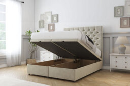 "Comfort Winslow Cream Plush Ottoman Bed Base With 26"" Strutted Headboard 3' Single" - thumbnail 2
