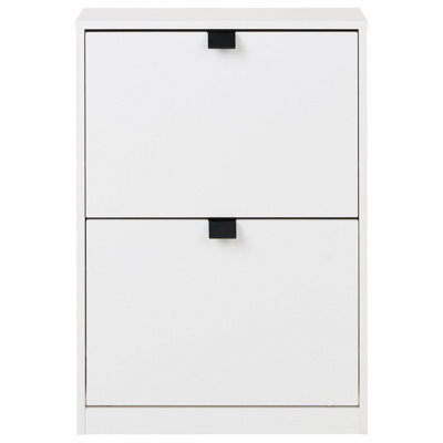 Wyld And Coco Brightnest Slim 2-Compartment Shoe Cabinet White Mdf Wall-Mountable Hallway Organizer 53 X 18 X 75 Cm - image 1