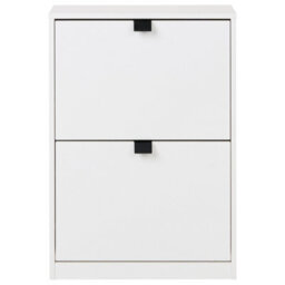Wyld And Coco Brightnest Slim 2-Compartment Shoe Cabinet White Mdf Wall-Mountable Hallway Organizer 53 X 18 X 75 Cm - thumbnail 1