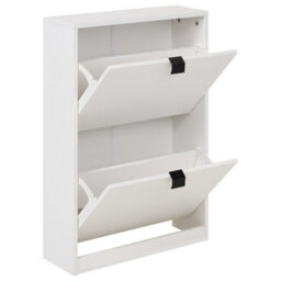 Wyld And Coco Brightnest Slim 2-Compartment Shoe Cabinet White Mdf Wall-Mountable Hallway Organizer 53 X 18 X 75 Cm - thumbnail 5