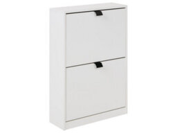 Wyld And Coco Brightnest Slim 2-Compartment Shoe Cabinet White Mdf Wall-Mountable Hallway Organizer 53 X 18 X 75 Cm - thumbnail 3