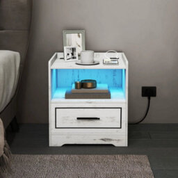 Living Room Modern Sofa Side End Table With Open Shelf & Drawer - thumbnail 5