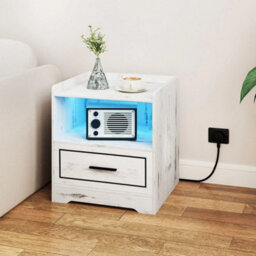 Living Room Modern Sofa Side End Table With Open Shelf & Drawer - thumbnail 3