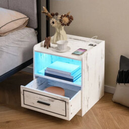 Living Room Modern Sofa Side End Table With Open Shelf & Drawer - thumbnail 1