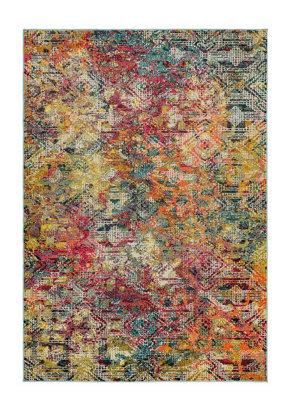 Multicoloured Abstract Modern Geometric Easy To Clean Rug For Dining Room-80Cm X 150Cm - image 1