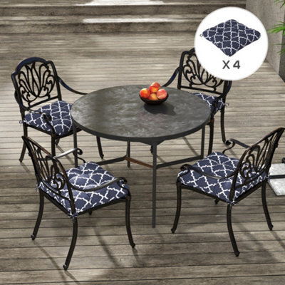 Outsunny Set Of 4 Outdoor Seat Cushion With Ties, For Garden Furniture, Blue - image 1