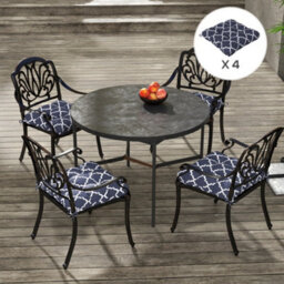 Outsunny Set Of 4 Outdoor Seat Cushion With Ties, For Garden Furniture, Blue - thumbnail 1