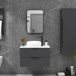 Royal Bathrooms Elmore 500 X 700mm Wall Mounted Bathroom Mirror Hanging Horizontal/vertical Matt Black Aluminium Framed Non-Led - thumbnail 4