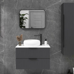 Royal Bathrooms Elmore 500 X 700mm Wall Mounted Bathroom Mirror Hanging Horizontal/vertical Matt Black Aluminium Framed Non-Led - thumbnail 1