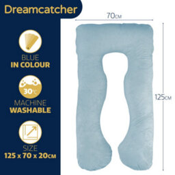 Dreamcatcher Blue Pregnancy Pillow, U Shaped Shredded Memory Foam Maternity Cushion Machine Washable & Removable Velvet Cover - thumbnail 7