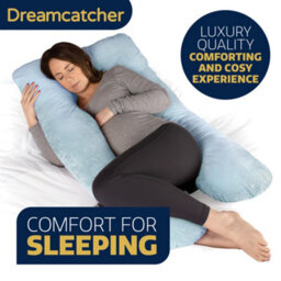 Dreamcatcher Blue Pregnancy Pillow, U Shaped Shredded Memory Foam Maternity Cushion Machine Washable & Removable Velvet Cover - thumbnail 3