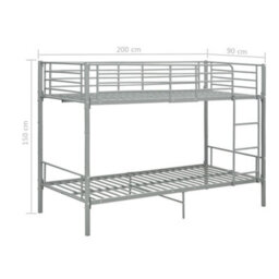 Walplus Bunk Bed Without Mattress Grey Metal 90X200 Cm - thumbnail 8