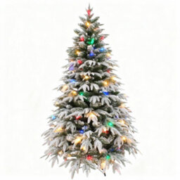 Shatchi 5Ft Pre-Lit Lapland Fir Artificial Green Christmas Tree Snow Flocked Pe Pvc Mixed Tips Hinged Branches Home Snowy - thumbnail 2