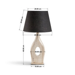 Large Cream White Wash Wooden Table Lamp With Black Fabric Shade For Living Room Or Bedroom 76X40X40Cm - thumbnail 5