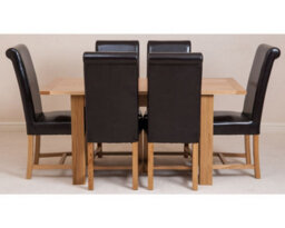 That's Furniture Hampton 120Cm - 160Cm Oak Extending Dining Table And 6 Chairs Dining Set With Washington Burgundy Leather Chairs - thumbnail 3