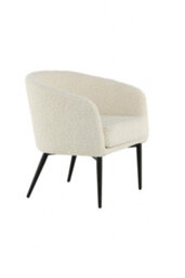 Fluffy Modern White Teddy Accent Chair - Cozy Round Barrel Armchair In White Boucle Upholstered For Living Room & Bedroom - thumbnail 3