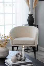 Fluffy Modern White Teddy Accent Chair - Cozy Round Barrel Armchair In White Boucle Upholstered For Living Room & Bedroom - thumbnail 6