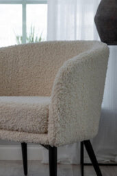 Fluffy Modern White Teddy Accent Chair - Cozy Round Barrel Armchair In White Boucle Upholstered For Living Room & Bedroom - thumbnail 7