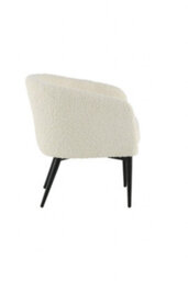 Fluffy Modern White Teddy Accent Chair - Cozy Round Barrel Armchair In White Boucle Upholstered For Living Room & Bedroom - thumbnail 4