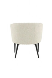 Fluffy Modern White Teddy Accent Chair - Cozy Round Barrel Armchair In White Boucle Upholstered For Living Room & Bedroom - thumbnail 5