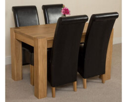 That's Furniture Kuba 125 X 80 Cm Chunky Oak Small Dining Table And 4 Chairs Dining Set With Montana Black Leather Chairs - thumbnail 3