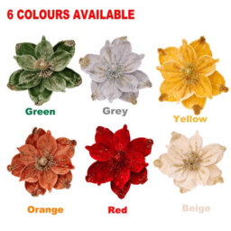 Amorly 26Cm Christmas Artificial Glitter Poinsettia Flowers, Beige Xmas Flowers Wedding Christmas Tree Decorations New Year Ornaments - thumbnail 6