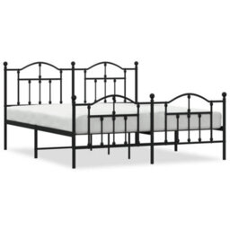 Berkfield Metal Bed Frame With Headboard And Footboard Black 183X213 Cm - thumbnail 2