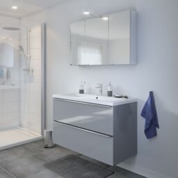 GoodHome Imandra Gloss Grey Wall-Mounted Vanity Unit & Basin Set With 2 Chrome Effect Handle (W)1004mm (H)575mm - thumbnail 2