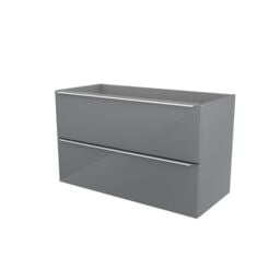 GoodHome Imandra Gloss Grey Wall-Mounted Vanity Unit & Basin Set With 2 Chrome Effect Handle (W)1004mm (H)575mm - thumbnail 4