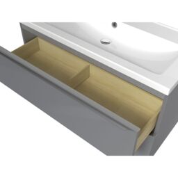 GoodHome Imandra Gloss Grey Wall-Mounted Vanity Unit & Basin Set With 2 Chrome Effect Handle (W)1004mm (H)575mm - thumbnail 6