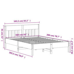 Berkfield Bed Frame Without Mattress Wax Brown 160X200 Cm Solid Wood Pine - thumbnail 9