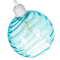 Happy Homewares Modern Designer Teal Circular Ribbed Glass Non Electric Pendant Lamp Shade - thumbnail 3