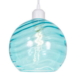 Happy Homewares Modern Designer Teal Circular Ribbed Glass Non Electric Pendant Lamp Shade - thumbnail 2