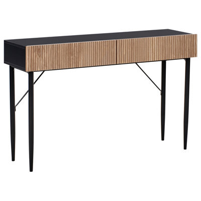 Beliani Console Table Blythe Natural Ash Wood Black - image 1