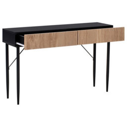 Beliani Console Table Blythe Natural Ash Wood Black - thumbnail 4