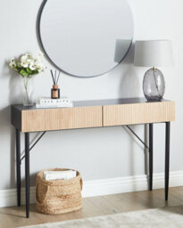 Beliani Console Table Blythe Natural Ash Wood Black - thumbnail 2