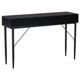 Beliani Console Table Blythe Natural Ash Wood Black - thumbnail 7