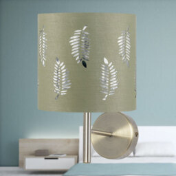 First Choice Lighting Brea - Antique Brass Wall Light With Sage Green Fern Shade - thumbnail 3
