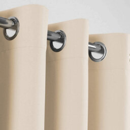 Cream Eyelet Curtains Pair  Luxury Insulated Heavy Thermal Ring Top Ready Made Window Curtain 66 X 54 - thumbnail 3