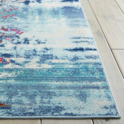 Blue Luxurious Traditional Floral Easy To Clean Rug For Living Room Bedroom And Dining Room-115Cm (Circle) - thumbnail 4