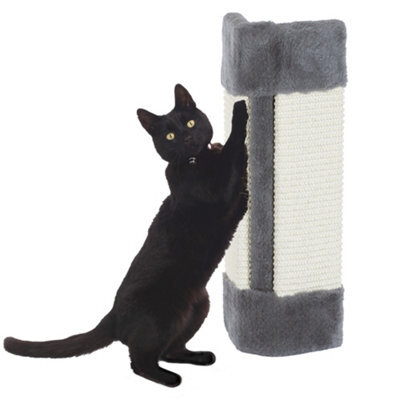 Petlicity Corner Cat Scratch Post Grey Sisal Wall Mounted Scratcher Furniture Protector With Fixings - image 1