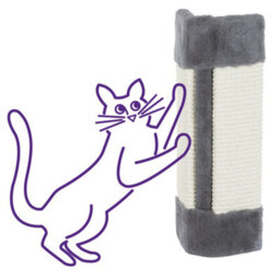 Petlicity Corner Cat Scratch Post Grey Sisal Wall Mounted Scratcher Furniture Protector With Fixings - thumbnail 2