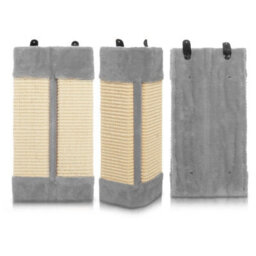 Petlicity Corner Cat Scratch Post Grey Sisal Wall Mounted Scratcher Furniture Protector With Fixings - thumbnail 6