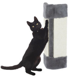 Petlicity Corner Cat Scratch Post Grey Sisal Wall Mounted Scratcher Furniture Protector With Fixings - thumbnail 1