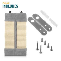 Petlicity Corner Cat Scratch Post Grey Sisal Wall Mounted Scratcher Furniture Protector With Fixings - thumbnail 5
