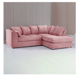 Hannah Jumbo Cord 4 Seater Right Hand Facing Corner Sofa Pink - thumbnail 1